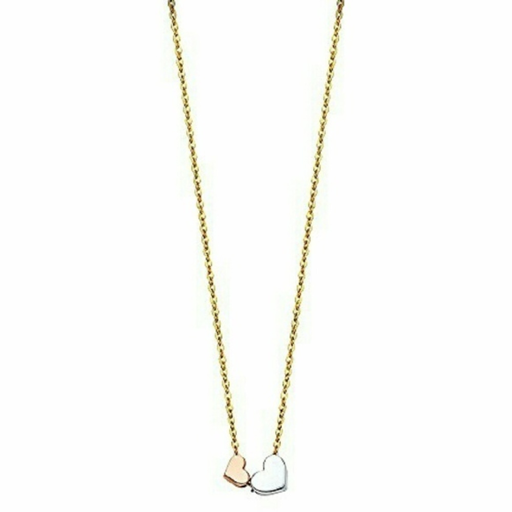 14k Tri color Solid Gold Heart Pendant Necklace